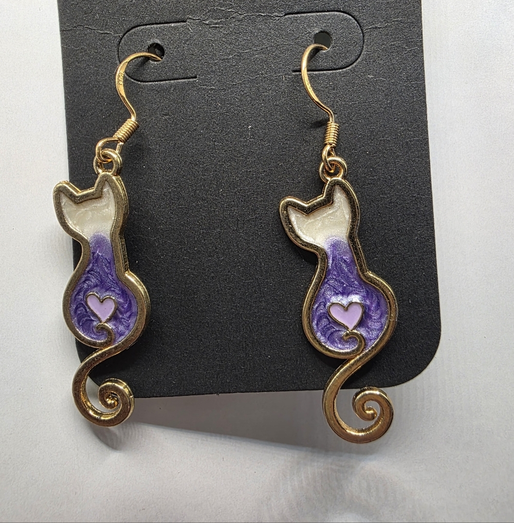 Cat Earrings (Purple) Handmade Hypoallergenic BUNDLE &‎ OFFER TO SAVE